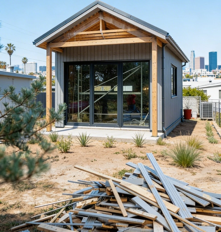 Modern backyard ADU construction project in Los Angeles built by ADU Pro Los Angeles